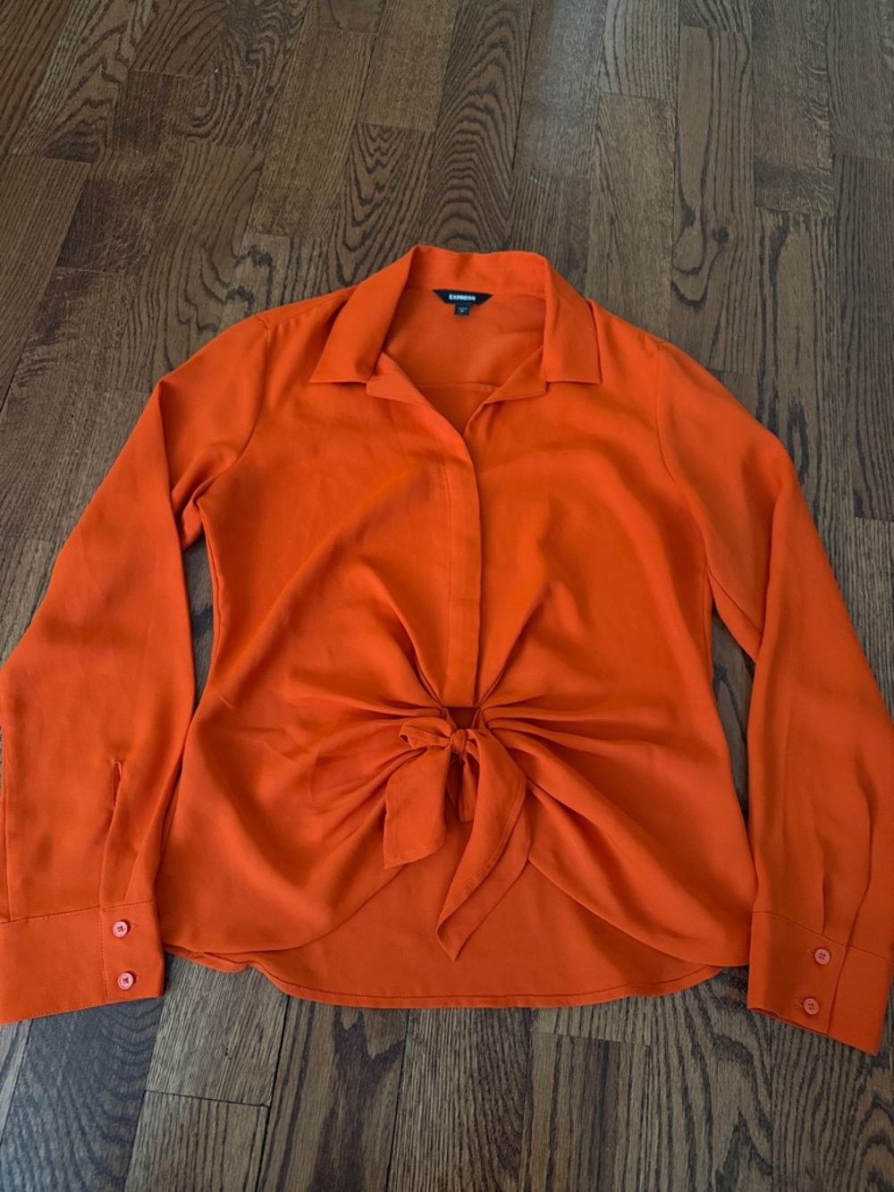 Express Tie-Front Blouse - Bright Orange